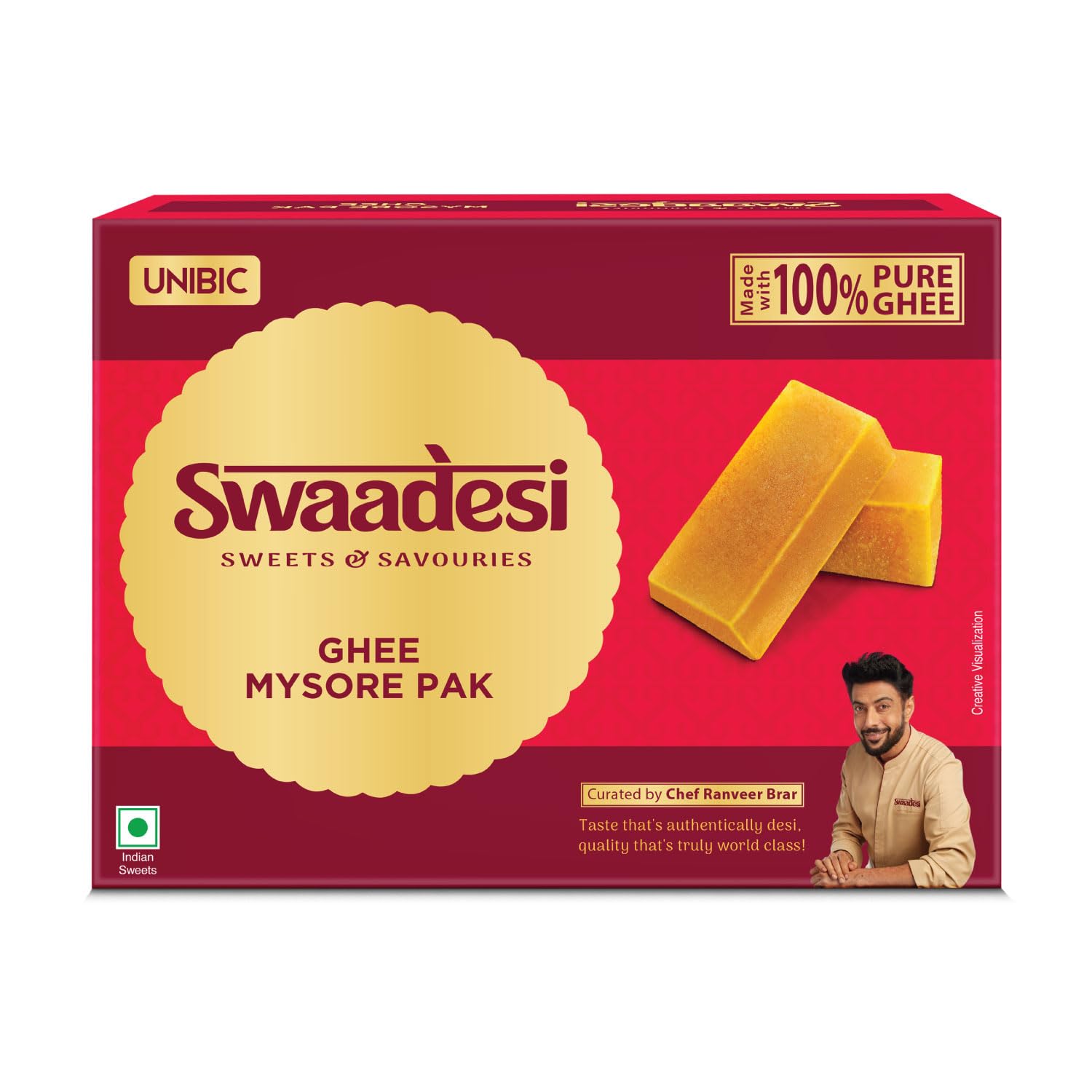 Unibic Swaadesi Premium Mysore Pak Made with Pure Ghee I Melts in Mouth I Healthy and Delicious Sweets I Traditional Taste of Mysuru I Sweets Gift Box I Indian Mithai - 280 gm